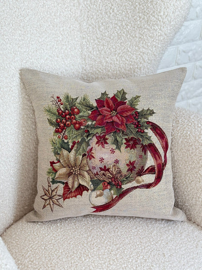 Christmas Pillow cover «Christmas Heritage» with golden thread - High quality tapestry