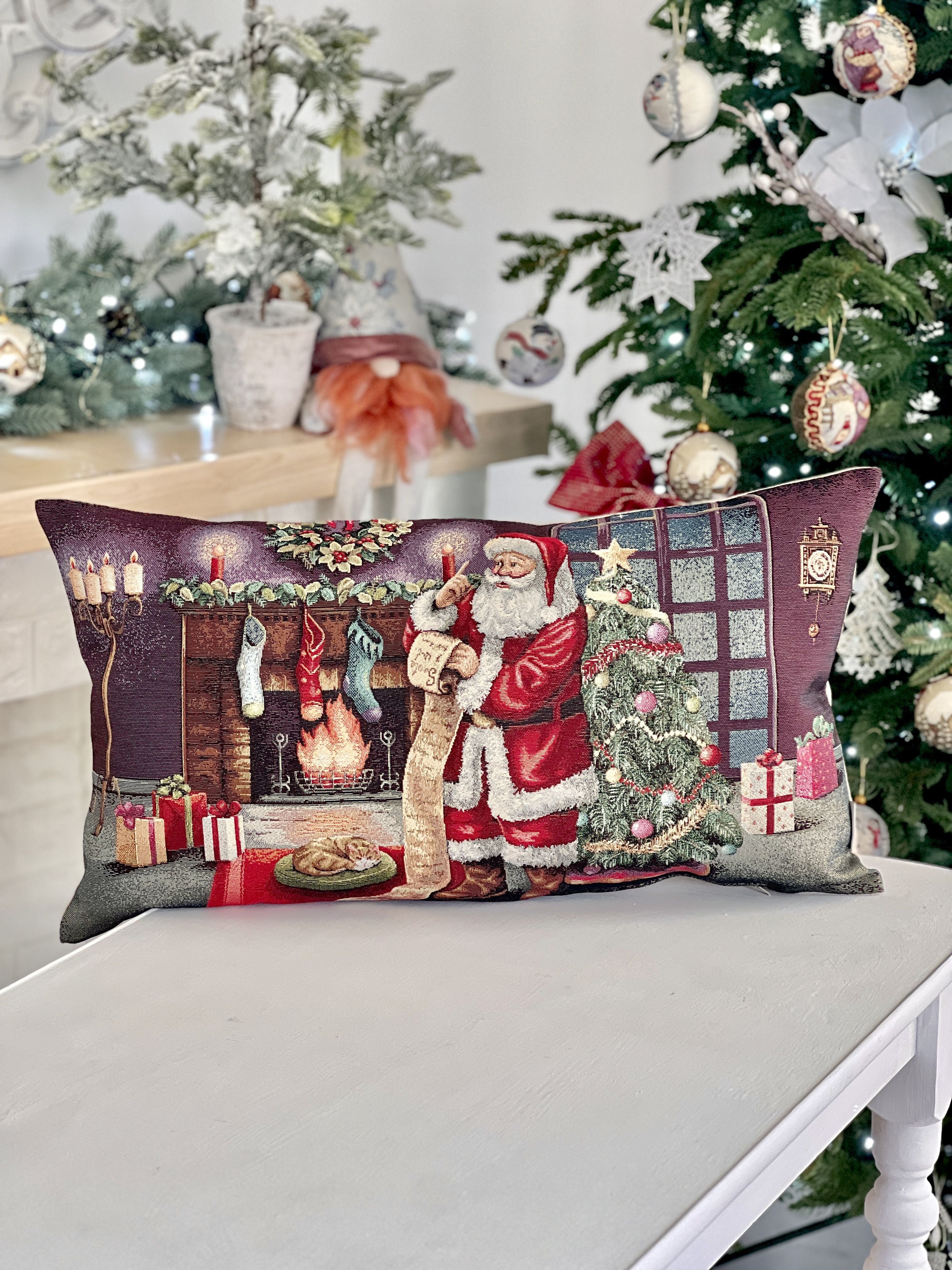 Christmas tapestry cushion cover «Letter for Santa» with golden thread Limaso Textile