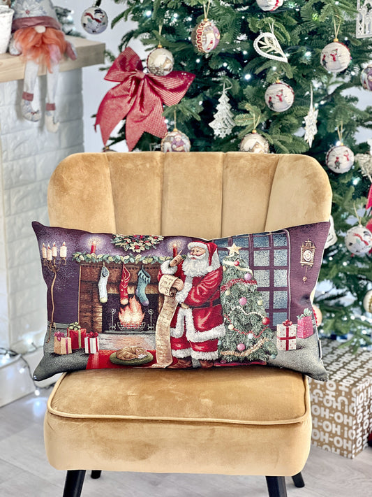 Christmas tapestry cushion cover «Letter for Santa» with golden thread