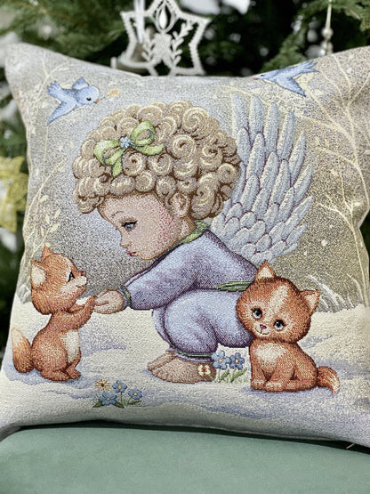 Christmas tapestry cushion cover «Angel» without lurex