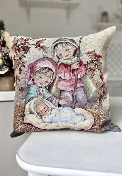 Christmas tapestry cushion cover «Magic night»» with silver thread