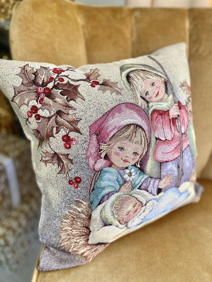 Christmas tapestry cushion cover «Magic night»» with silver thread