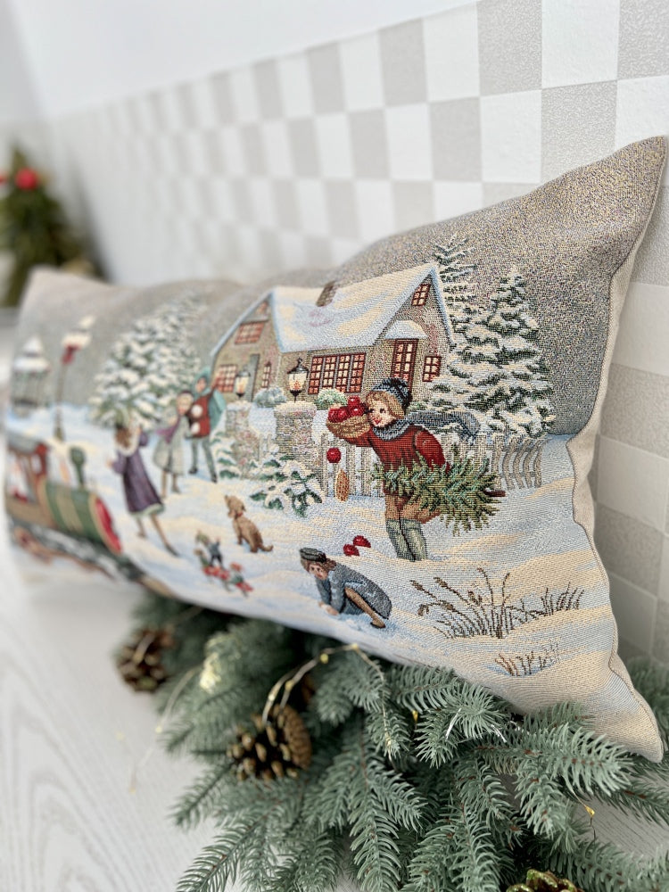 Christmas tapestry cushion cover «Polar Express» without lurex - Textile4Family