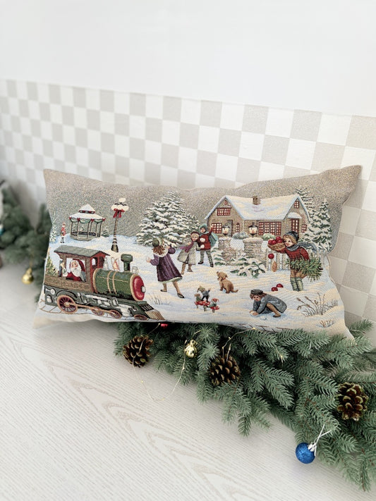 Christmas tapestry cushion cover «Polar Express» without lurex