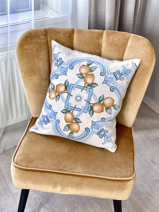 Tapestry cushion cover "Lemon Majolica-2" with microfibre