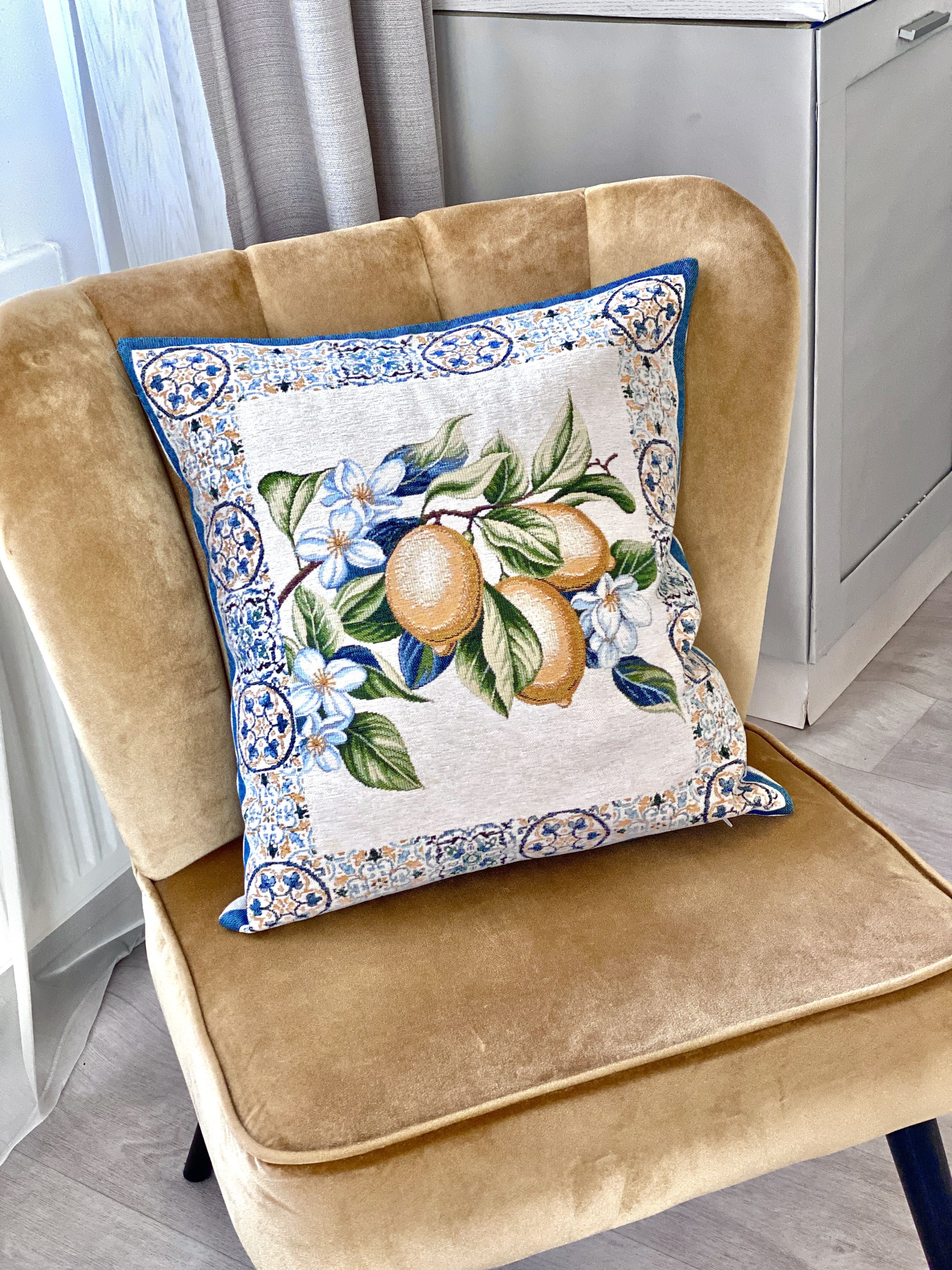 Tapestry cushion cover "Lemon Majolica-3" with microfibre - Textile4Family