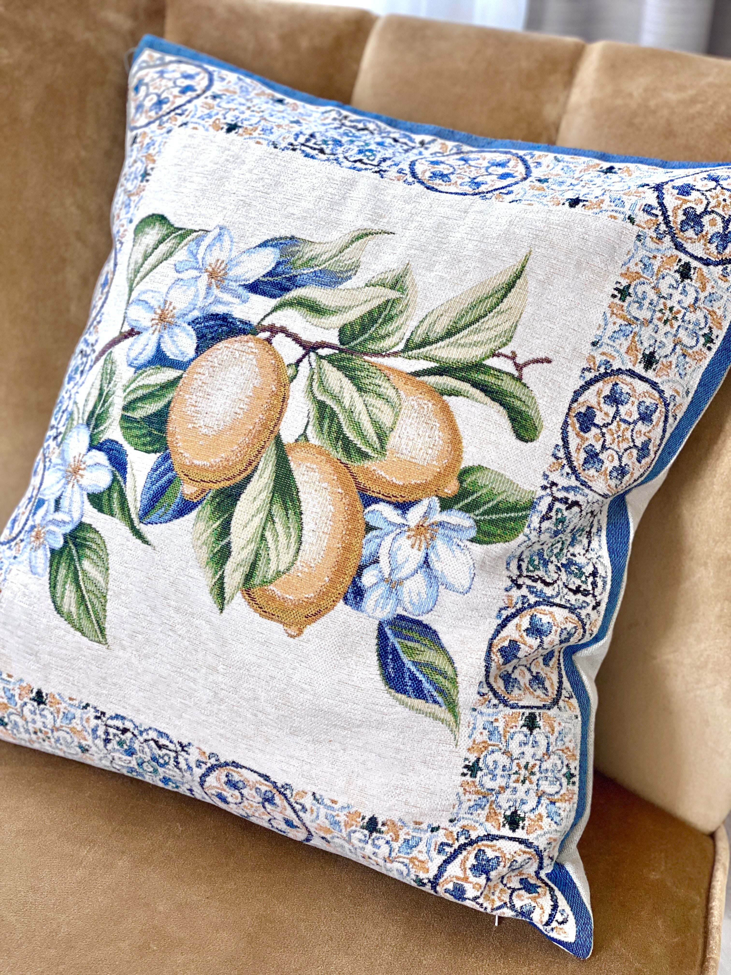 Tapestry cushion cover "Lemon Majolica-3" with microfibre - Textile4Family