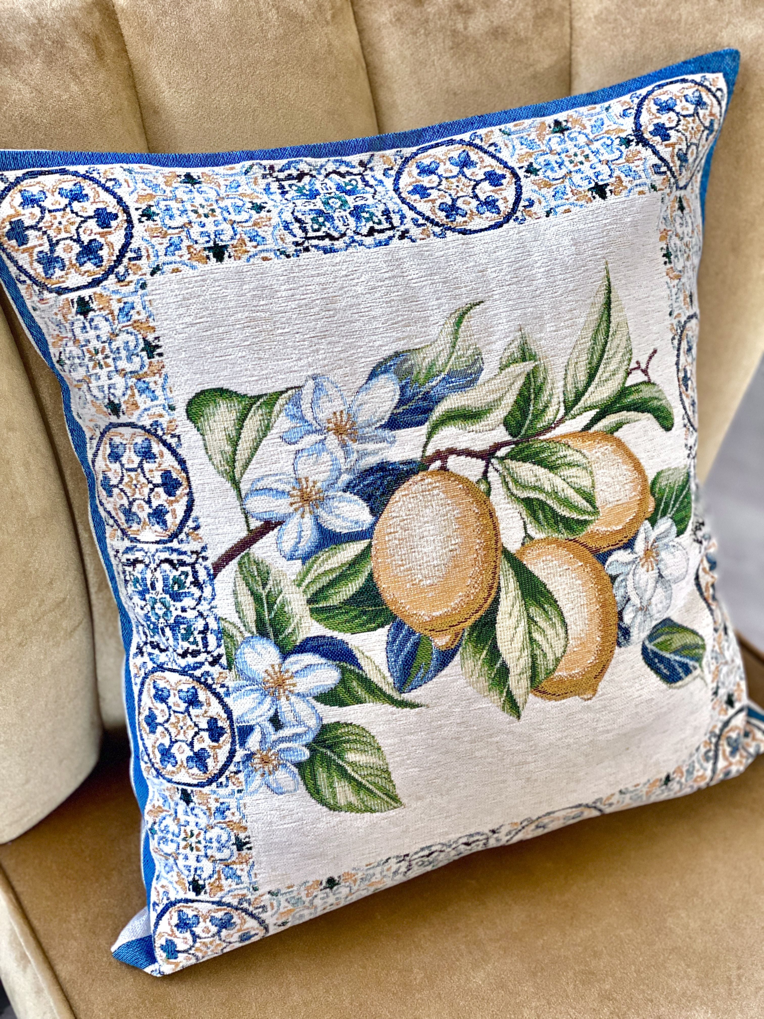 Tapestry cushion cover "Lemon Majolica-3" with microfibre - Textile4Family