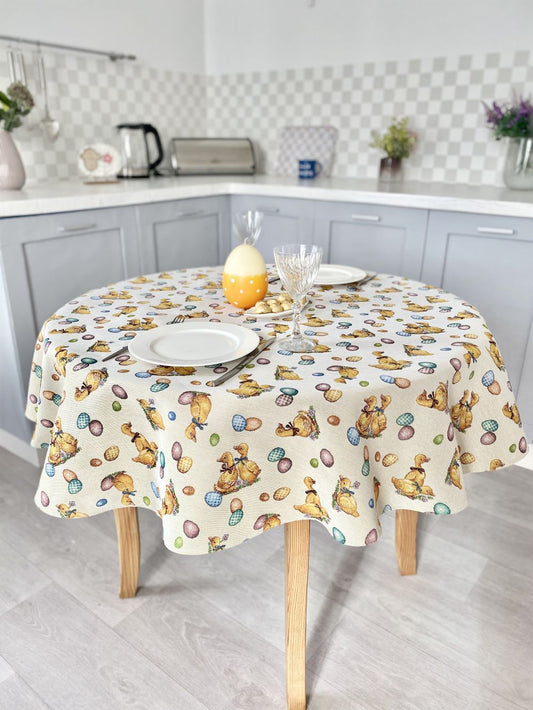 Easter tapestry Round tablecloth «Easter Ducks»