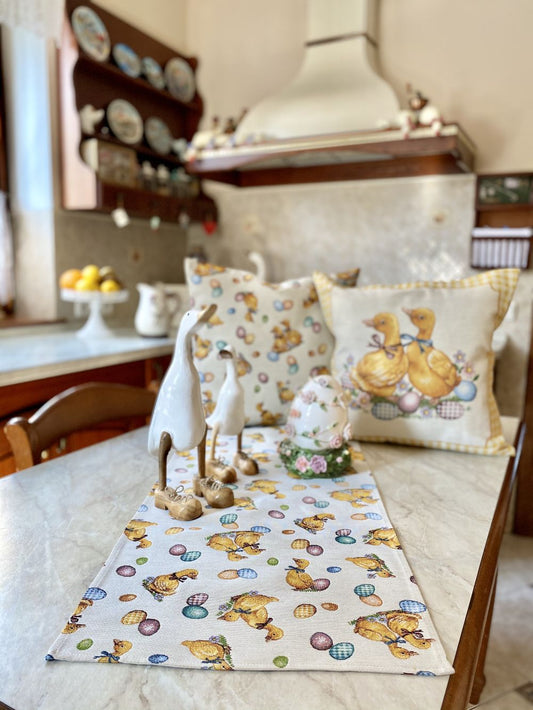 Easter tapestry table runner «Easter Ducks»