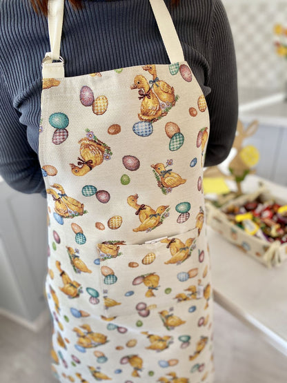 Easter tapestry kitchen apron «Easter Ducks»