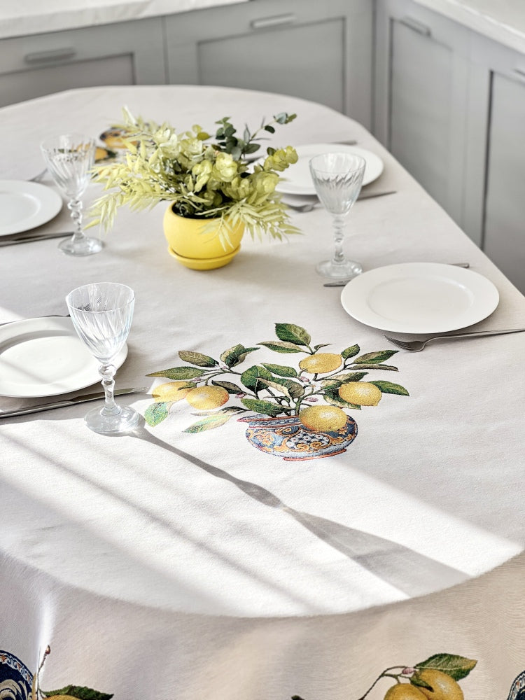 Oval Tapestry tablecloth «Lemons» Limaso Textile