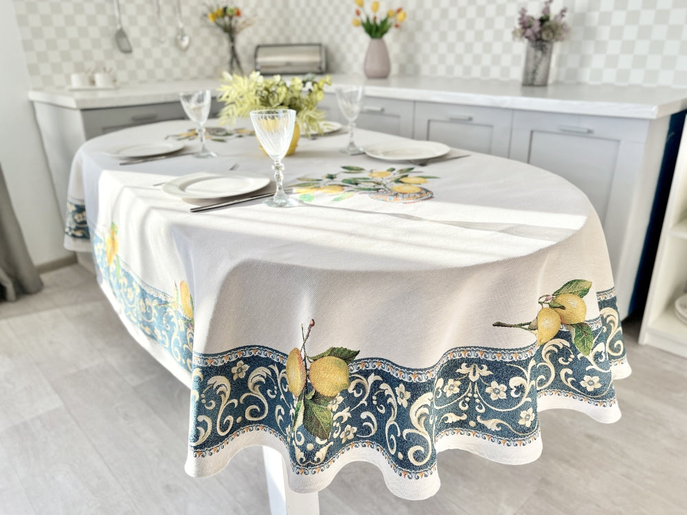 Oval Tapestry tablecloth «Lemons» Limaso Textile