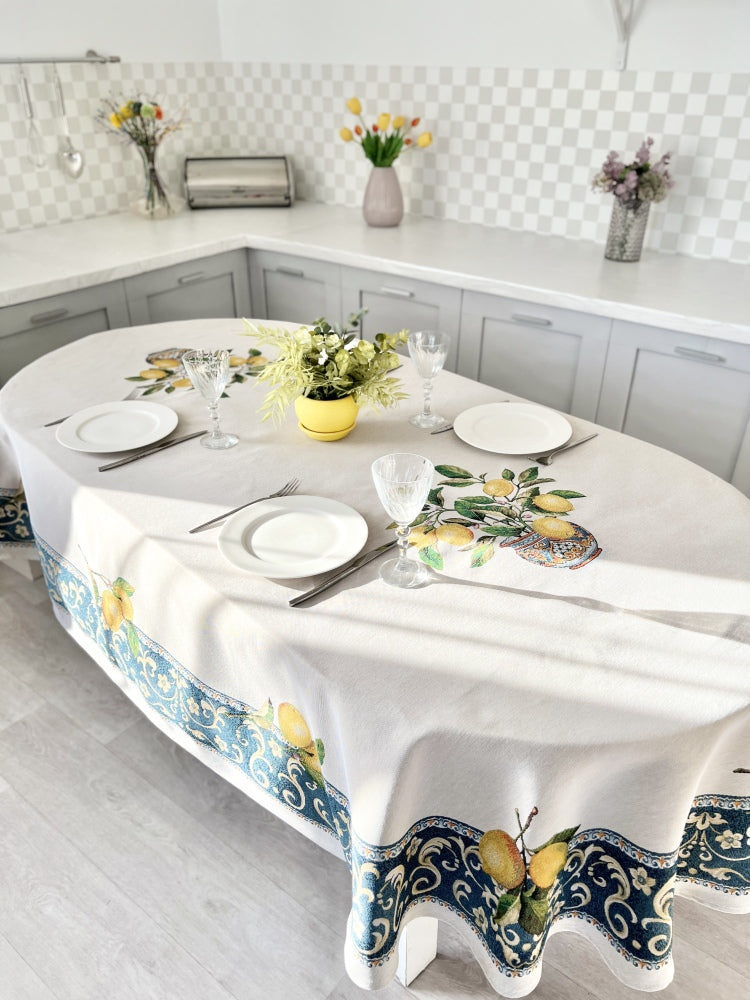 Oval Tapestry tablecloth «Lemons» Limaso Textile
