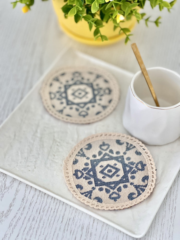Tapestry coasters set of 6 «Lilies» Limaso Textile