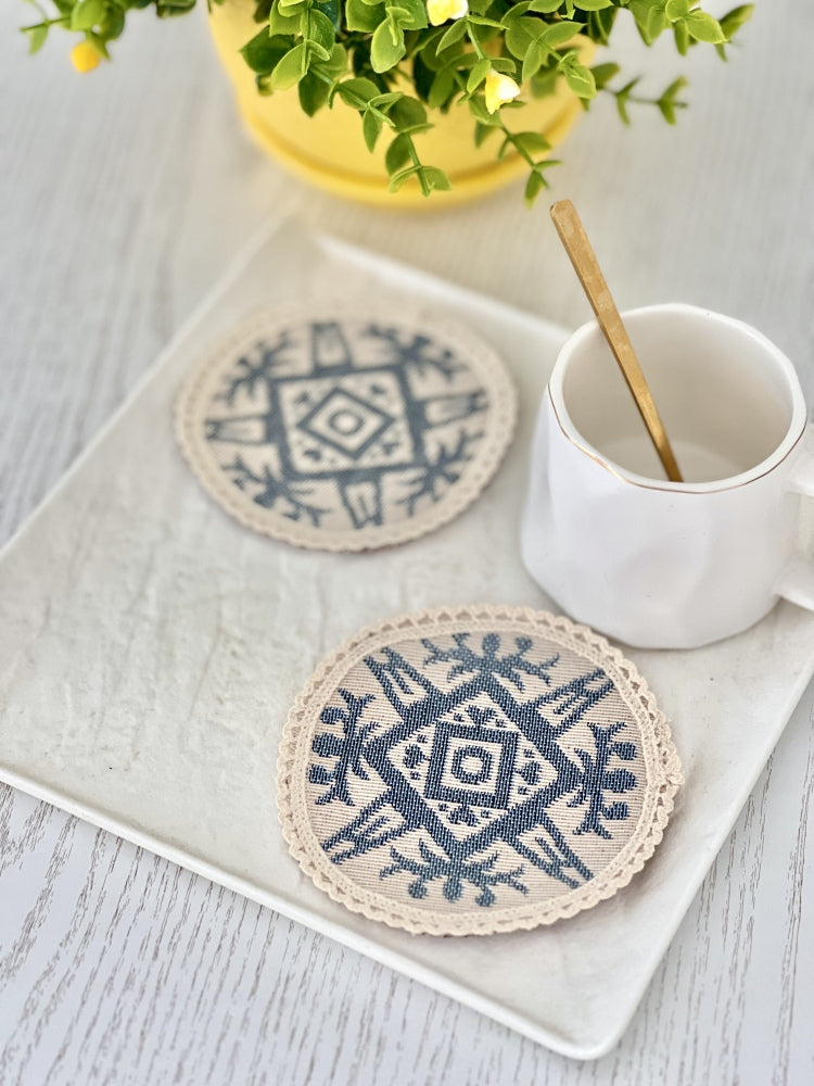 Tapestry coasters set of 6 «Lilies» Limaso Textile