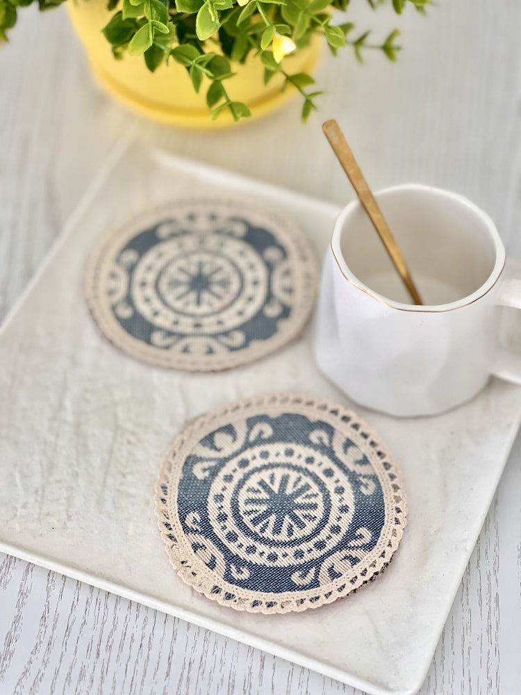 Tapestry coasters set of 6 «Lilies» Limaso Textile