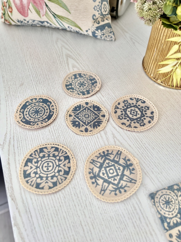 Tapestry coasters set of 6 «Lilies» Limaso Textile