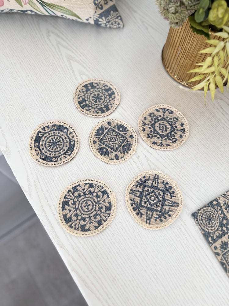 Tapestry coasters set of 6 «Lilies» Limaso Textile