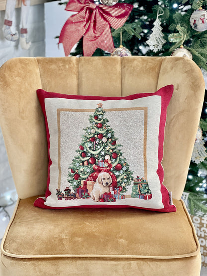 Christmas tapestry cushion cover «Best gift» With microfibre