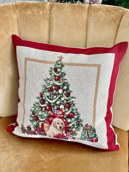 Christmas tapestry cushion cover «Best gift» With microfibre