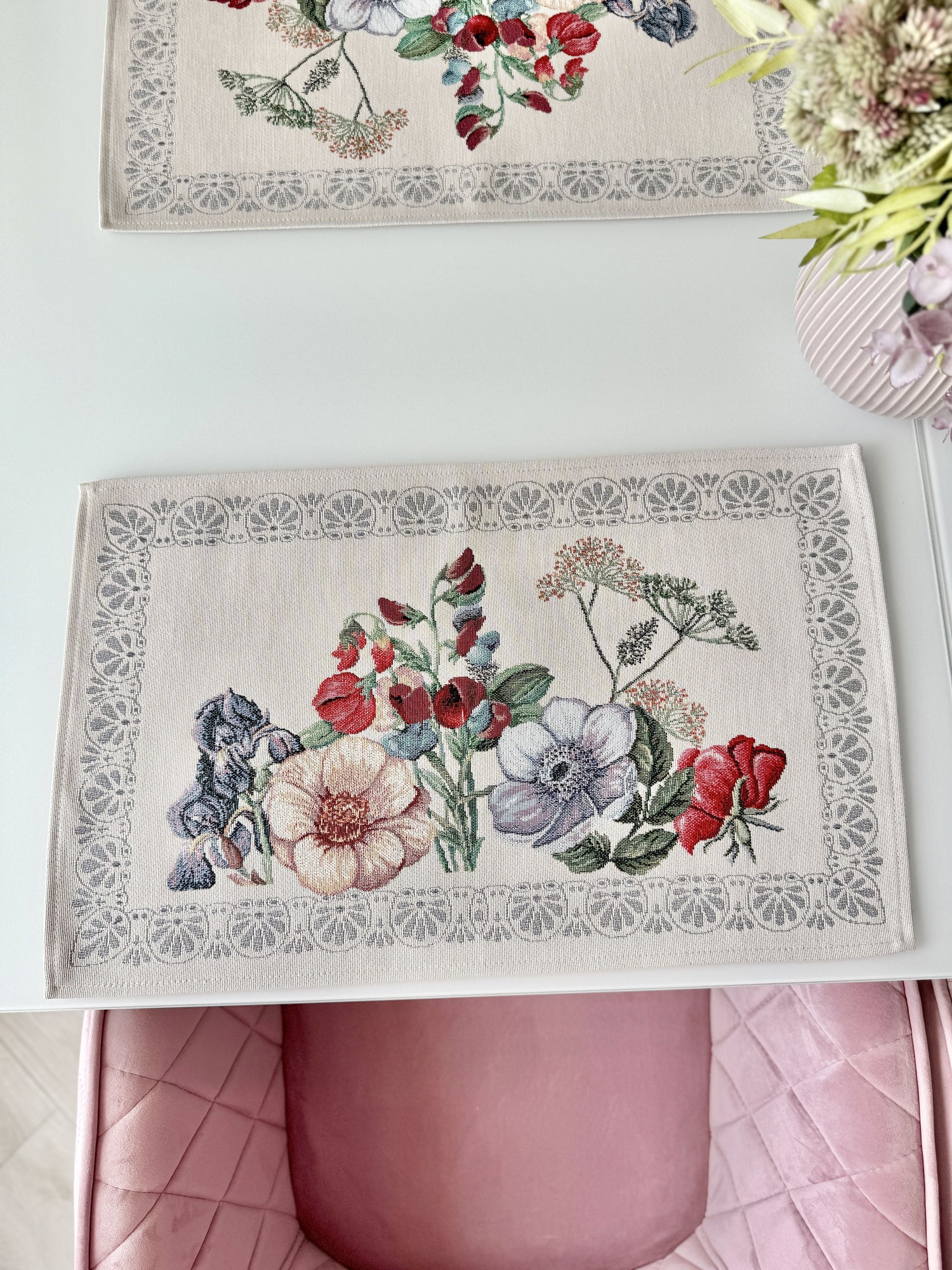 Tapestry Placemats set «MANDALAS FLOWERS» Limaso Textile