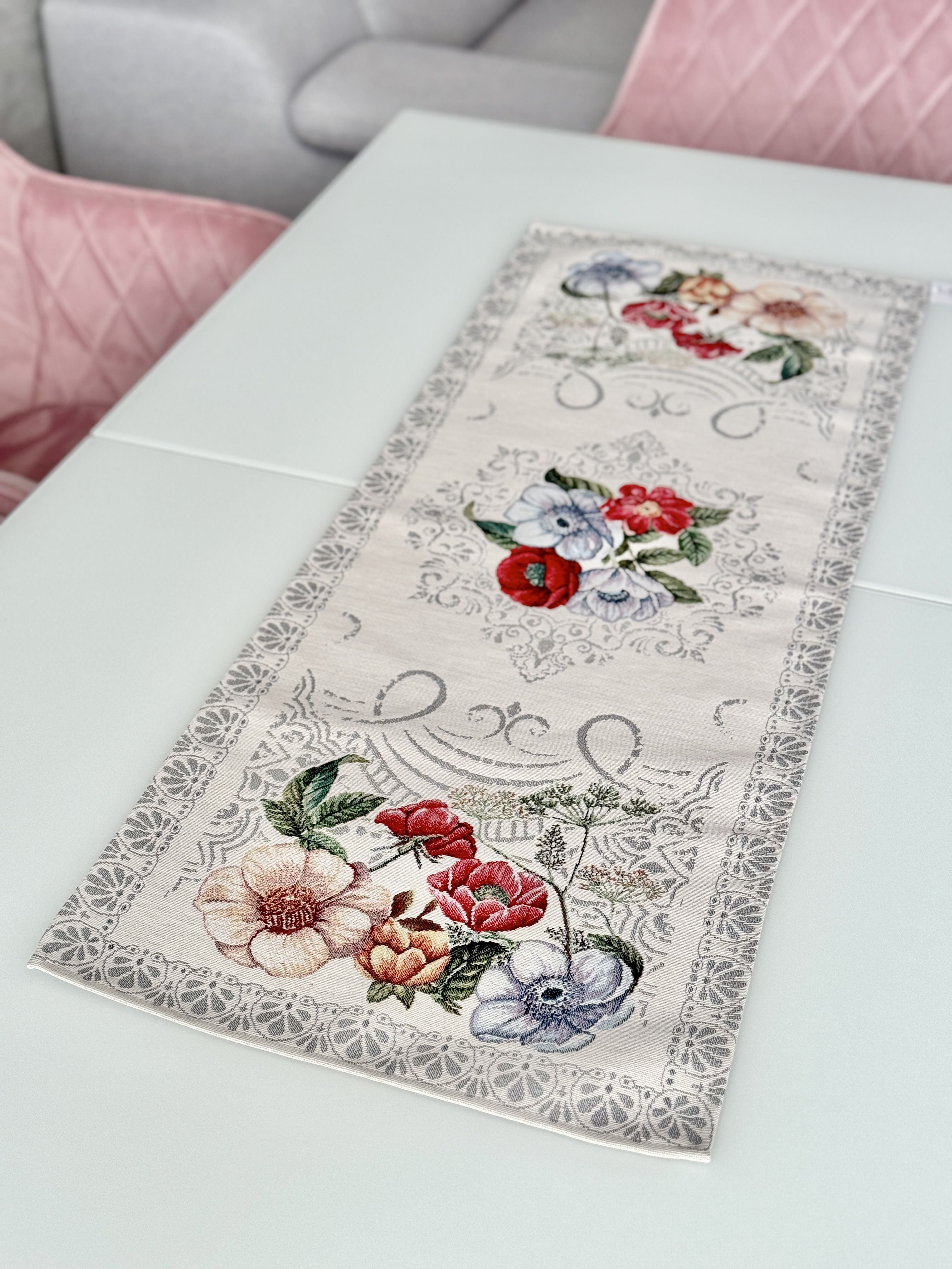 Tapestry Table Runner MANDALAS FLOWERS Textile4Family Tapestry table runner mandalas flowers textile4family