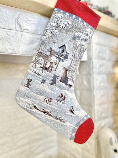 Holiday Stocking «Snow village» With microfibre & silver lurex