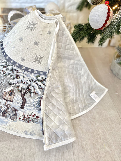 Christmas tree skirt «Snow village» With microfibre & silver lurex
