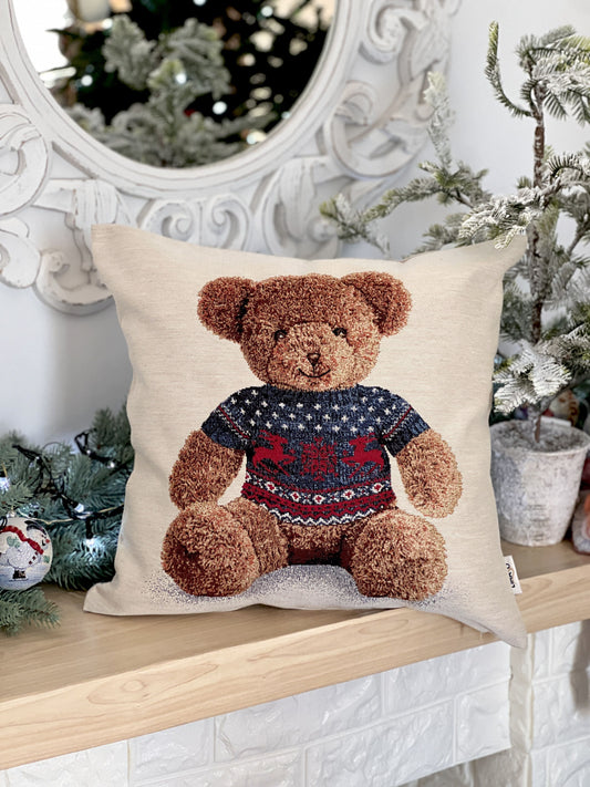 Winter Holiday tapestry cushion cover «Mountain bear» without lurex