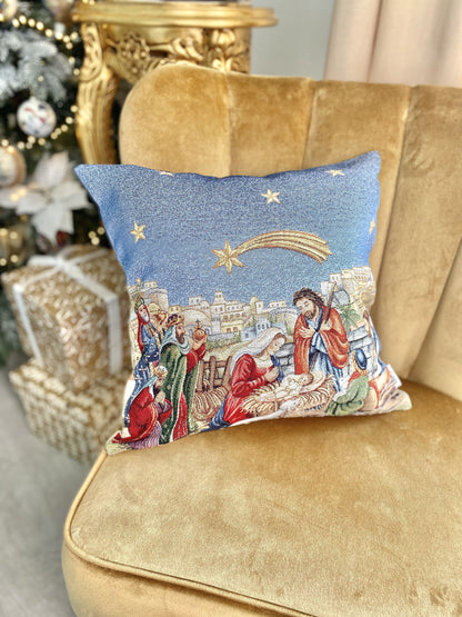 Christmas tapestry cushion cover «NAZARET» with golden thread