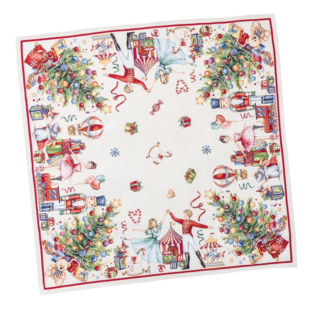 Christmas Tablecloth «Nutcracker soldier» with Golden Lurex - Premium Gobelin - Textile4Family