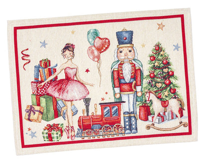 Christmas Placemat set «Nutcracker soldier» with Golden Lurex - Premium Gobelin