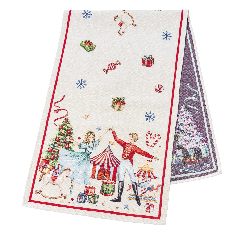 Christmas Table Runner  «Nutcracker soldier» with Golden Lurex - Premium Gobelin - Textile4Family