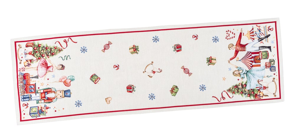 Christmas Table Runner  «Nutcracker soldier» with Golden Lurex - Premium Gobelin - Textile4Family