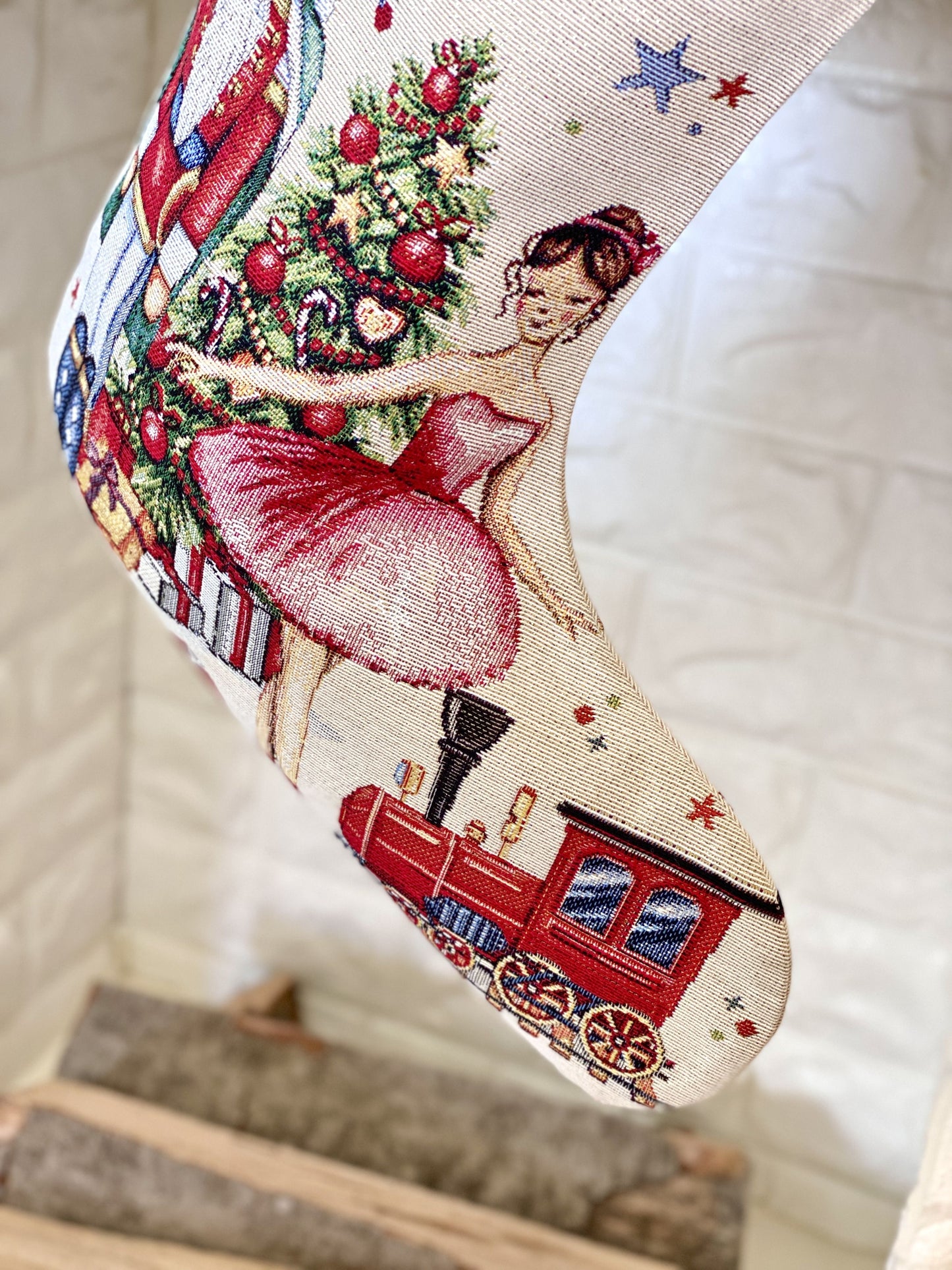 Christmas Stocking  «Nutcracker soldier» with Golden Lurex - Premium Gobelin