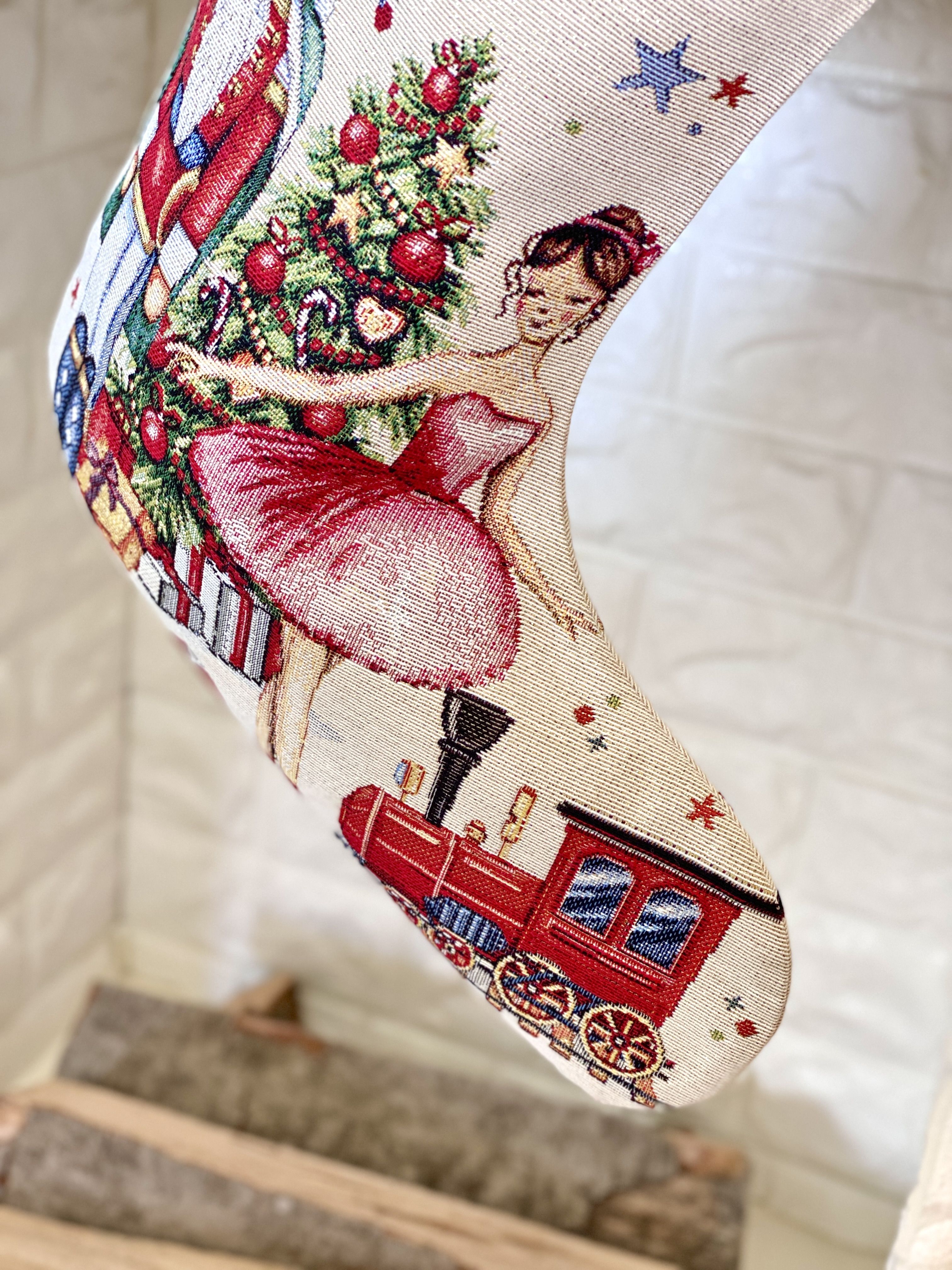 Christmas Stocking  «Nutcracker soldier» with Golden Lurex - Premium Gobelin - Textile4Family