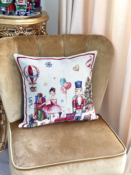 Christmas Pillow cover  «Nutcracker soldier» with Golden Lurex - Premium Gobelin