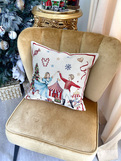 Christmas Pillow cover  «Nutcracker soldier» with Golden Lurex - Premium Gobelin