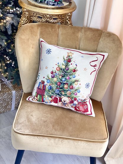 Christmas Pillow cover  «Nutcracker soldier» with Golden Lurex - Premium Gobelin