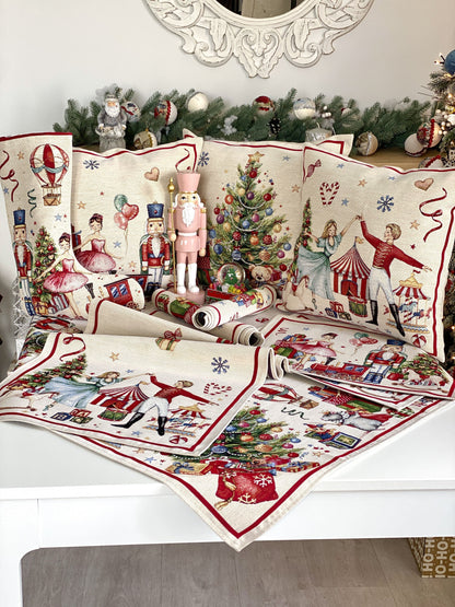 Christmas Pillow cover  «Nutcracker soldier» with Golden Lurex - Premium Gobelin