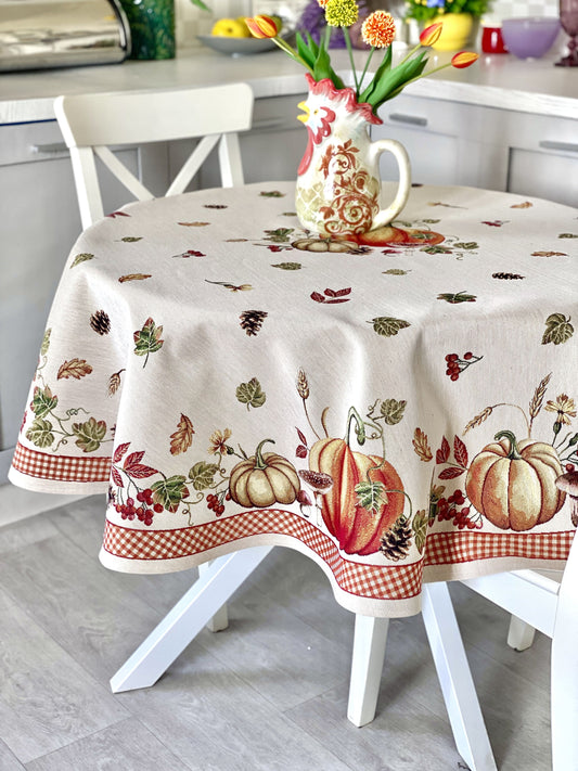 Round Tablecloth «OCTUBRE» - Premium Gobelin - Textile4Family