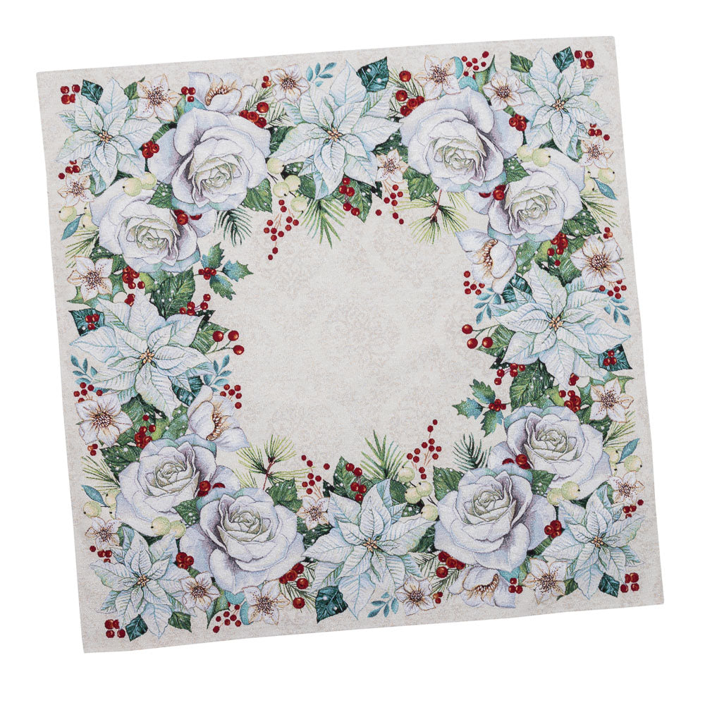 Christmas tapestry tablecloth «Christmas Flower» with silver thread