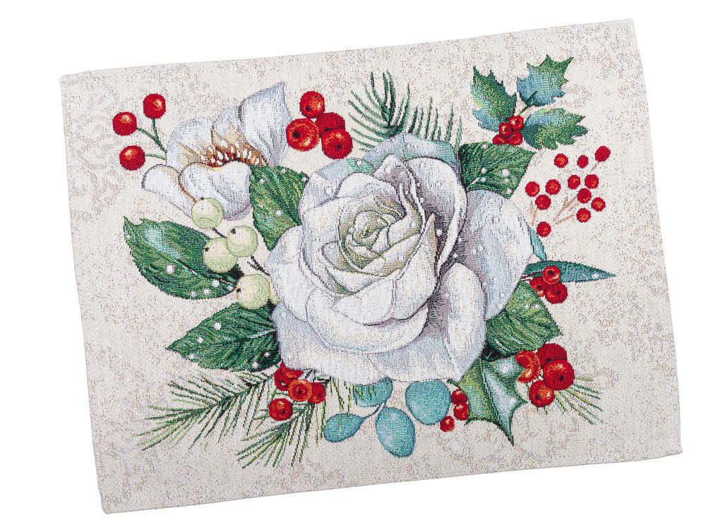 Christmas Placemat «Christmas Flower» with silver thread Limaso Textile