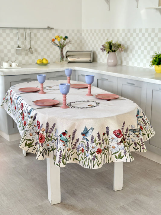 Oval Tapestry tablecloth «Spring Delight»