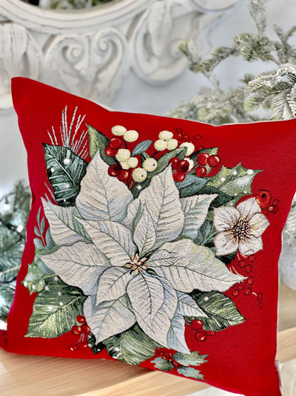 Christmas tapestry cushion cover «Rosana» with silver thread