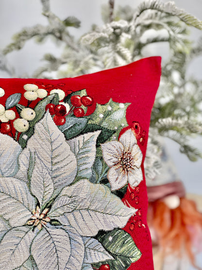 Christmas tapestry cushion cover «Rosana» with silver thread