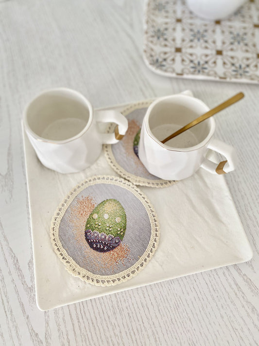 Easter tapestry coasters set of 6 «Lavender bunny»