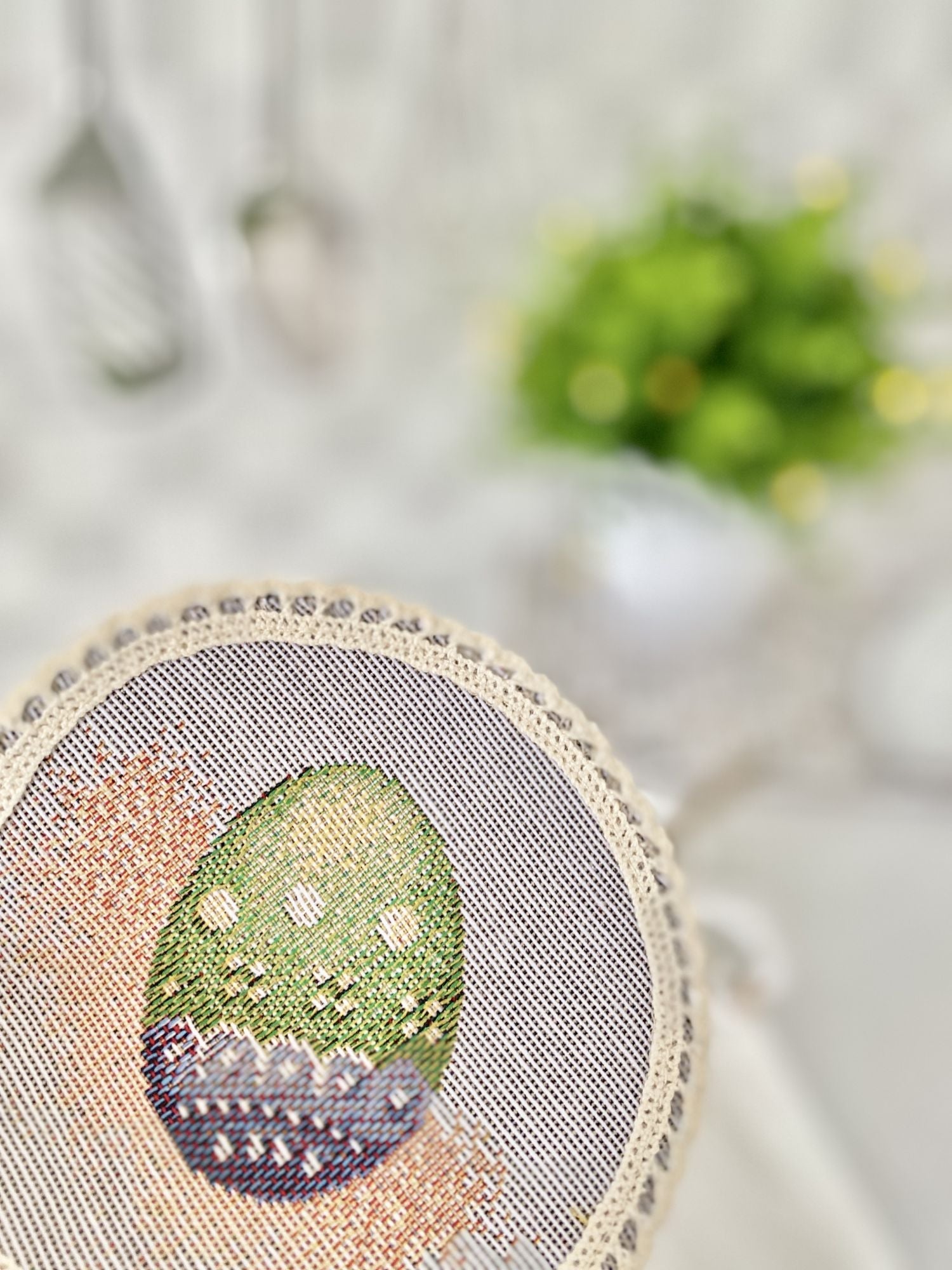 Easter tapestry coasters set of 6 «Lavender bunny» Limaso Textile