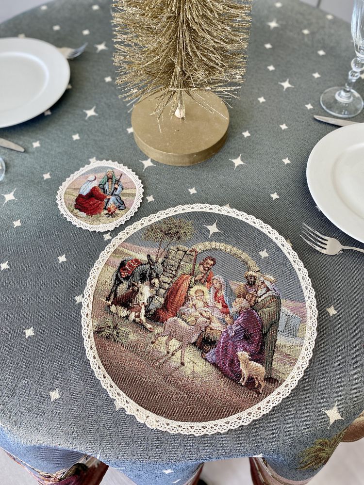 Christmas placemats «Nativity scene» with golden thread Limaso Textile